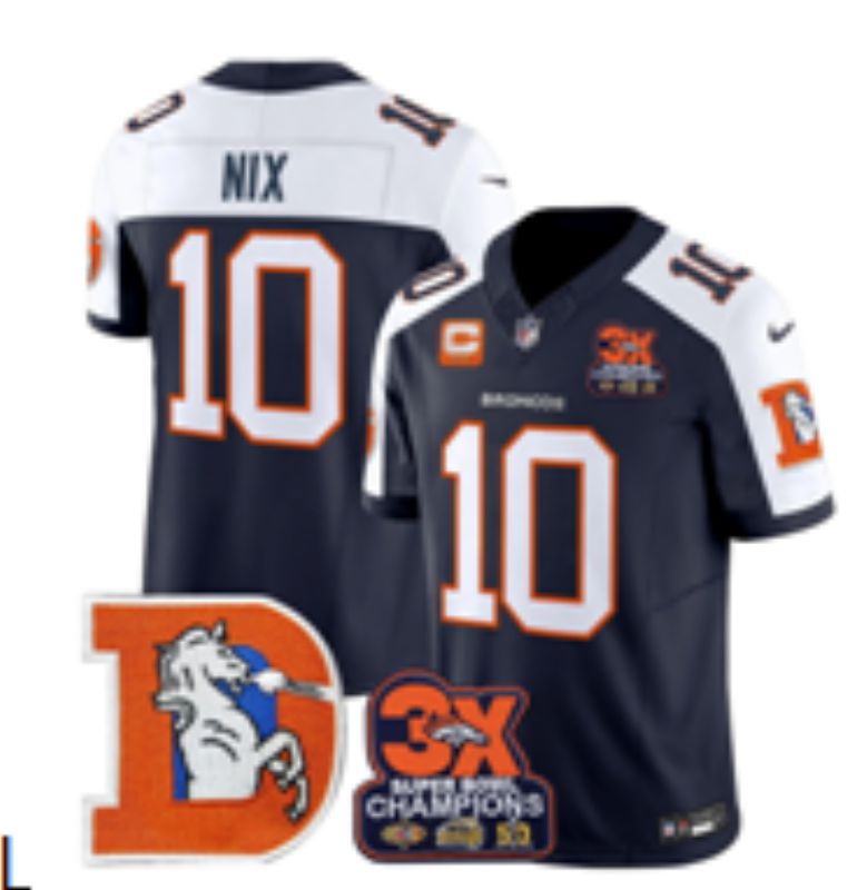 Men 2026 Denver Broncos #10 Nix blue white three generations Nike Limited NFL Jersey style 006